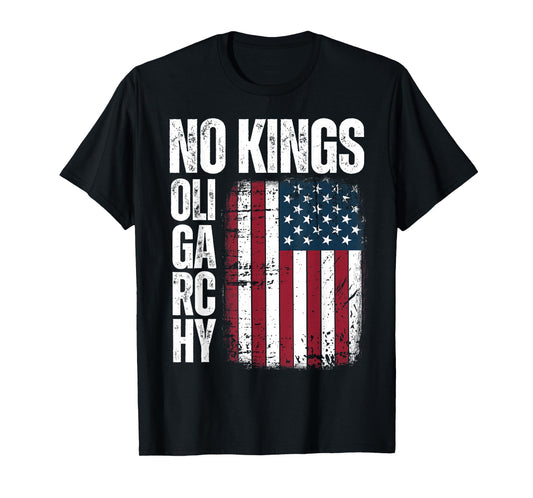 American Flag No Oligarchy No Kings T-Shirt