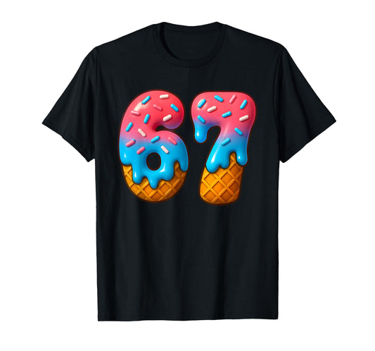 67 Meme Ice Cream Drip 6 7 Gen Alpha Slang Funny Six Seven T-Shirt