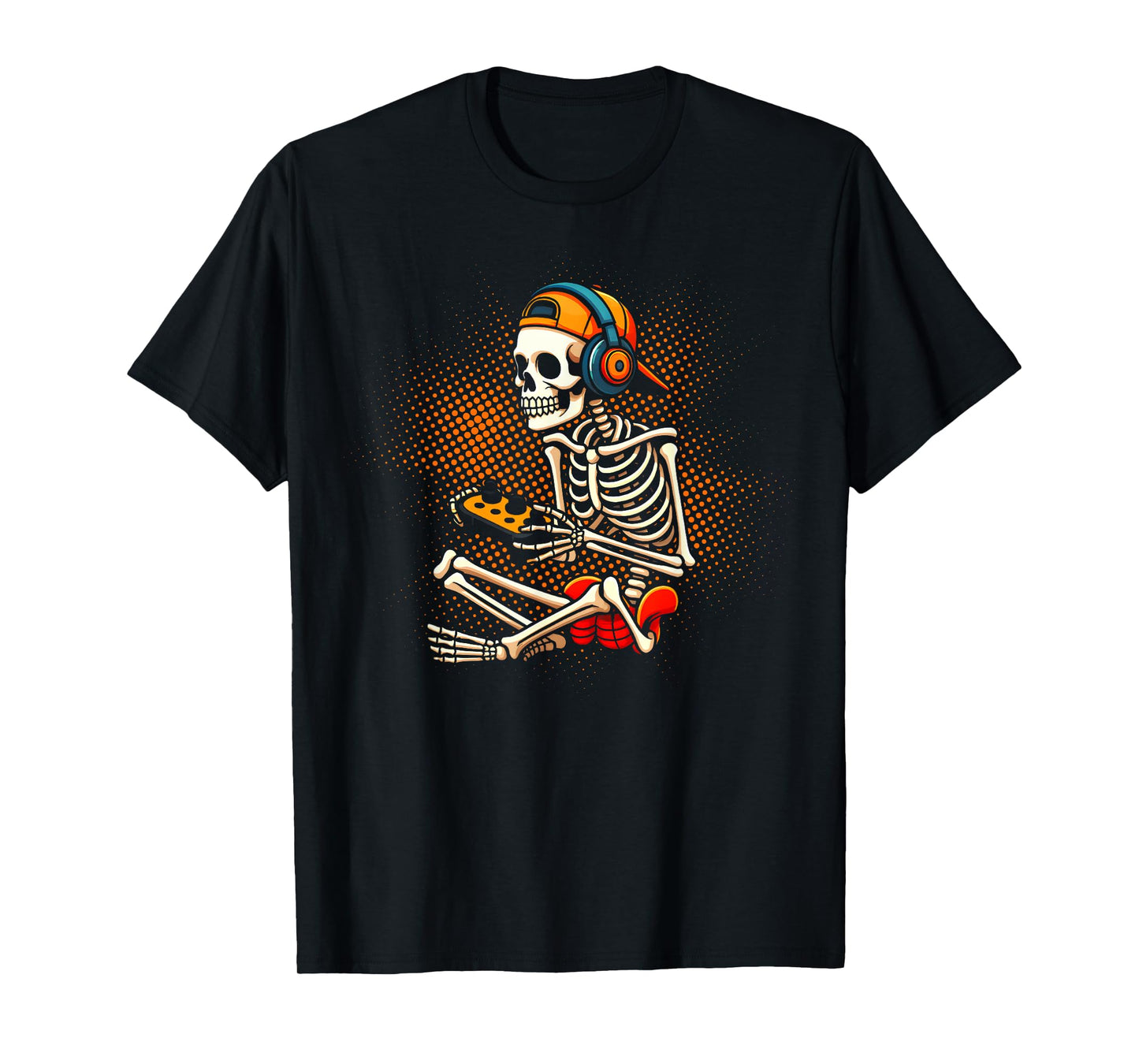 Funny Gaming Hallowen Skeleton Gamer Video Kids Boys T-Shirt