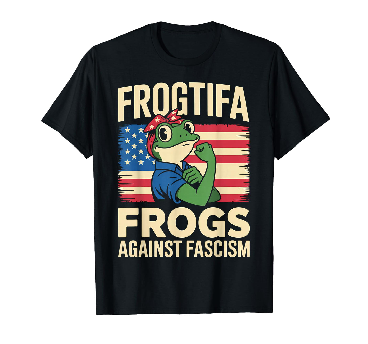 Frogtifa Frogs Against Fascism Flag Resist No Kings Oregon T-Shirt