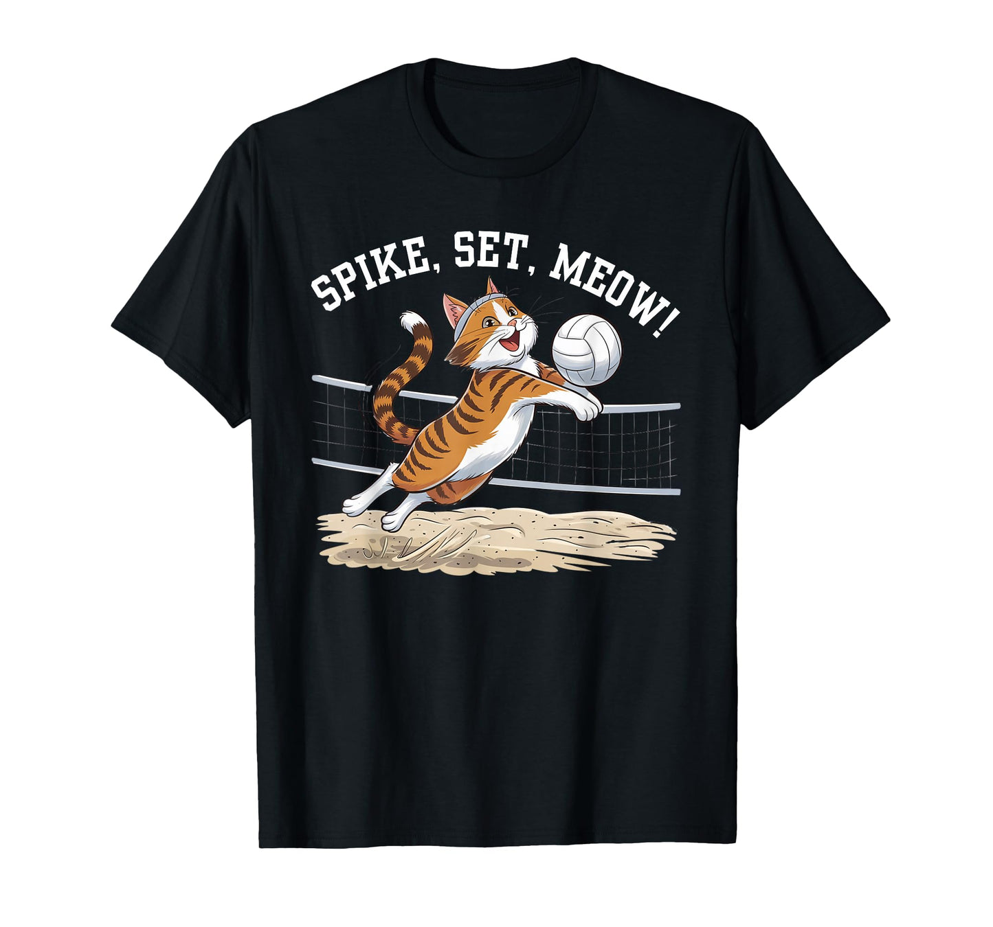 Funny Cat Playing Volleyball Kitten Volleyball Player Beach T-Shirt