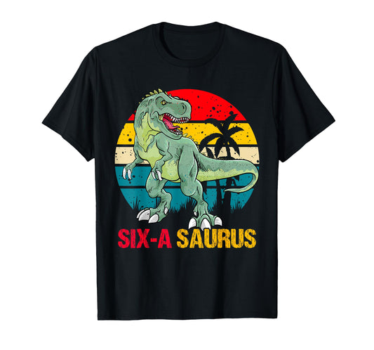 6 Year Old Dinosaur Birthday 6th T Rex Dino Six Saurus T-Shirt