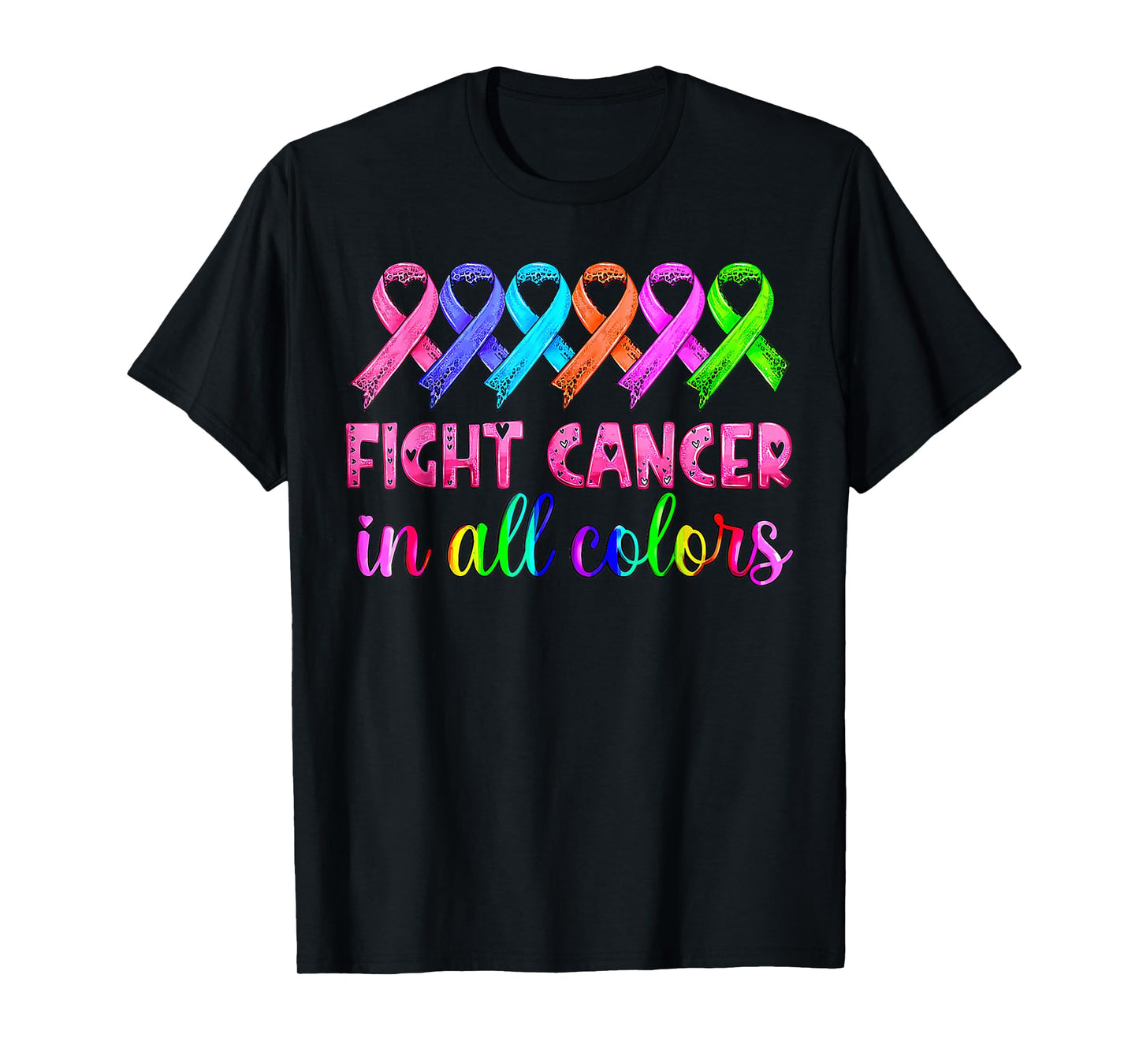 Fight Cancer In All Color Feather Breast Cancer Awareness T-Shirt