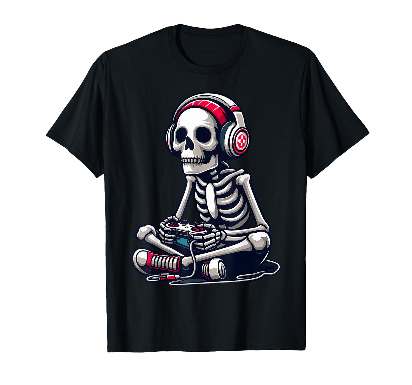 Skeleton Gamer Video Gaming Boys Men Kids Children Halloween T-Shirt