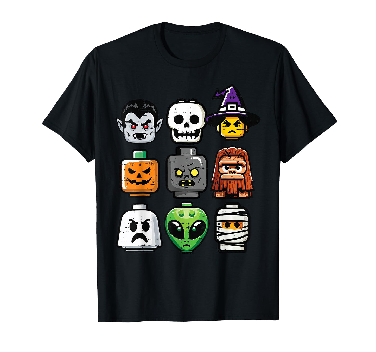 Halloween Brick Pumpkin Ghost Heads Costume Boys Kids Men T-Shirt