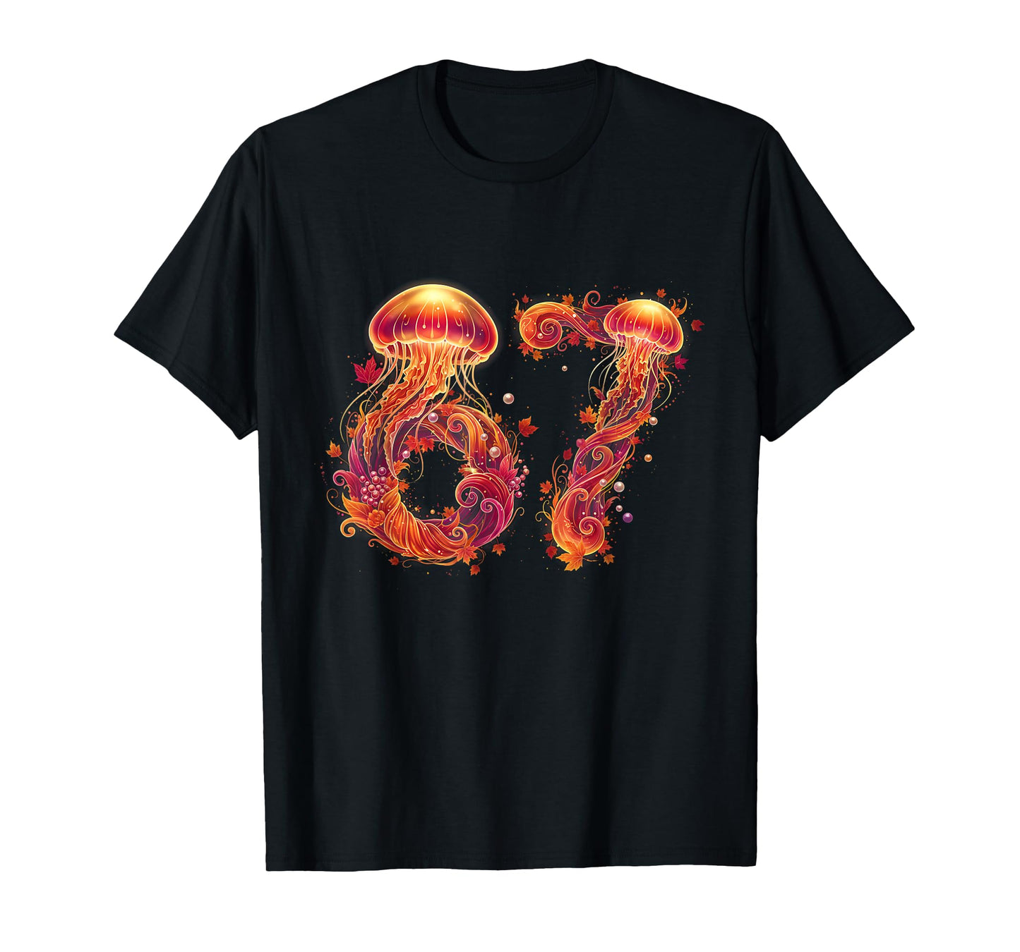 67 Meme Six Seven 6 7 Retro Jellyfish Sea Ocean Thanksgiving T-Shirt