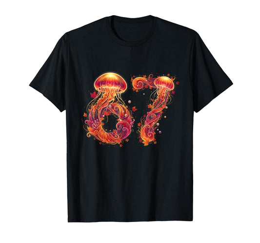 67 Meme Six Seven 6 7 Retro Jellyfish Sea Ocean Thanksgiving T-Shirt