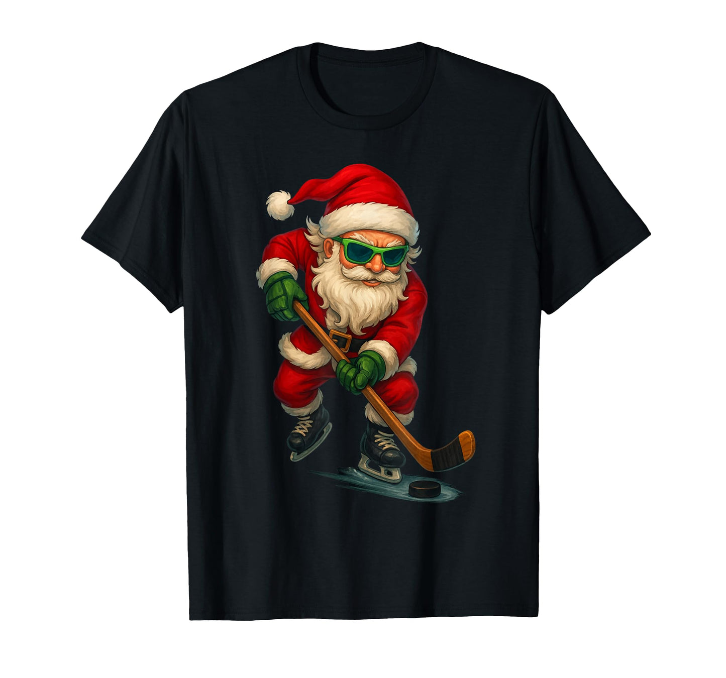Santa Ice Hockey Player Christmas Xmas Boys Men Boys Funny T-Shirt