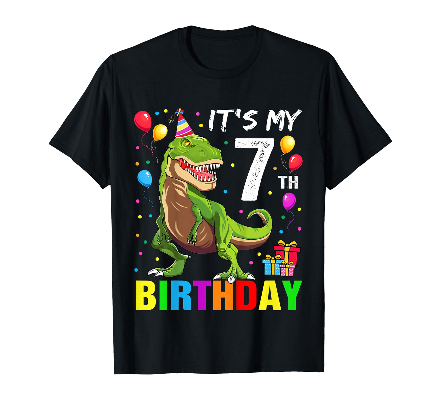 Kids It's My 7th Birthday Happy 7 Year T-Rex Boys T-Shirt