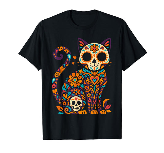 Dia De Los Muertos Cat Sugar Skull Shirt, Day of Dead T-Shirt