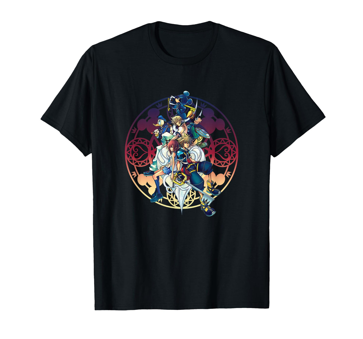 Disney Kingdom Hearts Group Shot Color Gradient Circle Heart T-Shirt