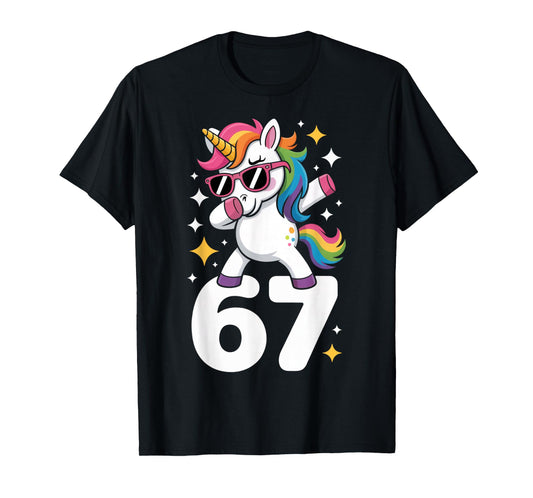67 Unicorn Dabbing Six Seven Meme Funny T-Shirt