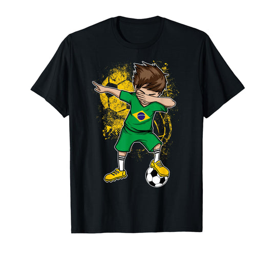 Dabbing Boy Brazil Soccer Shirt Jersey Brasil Football Tee T-Shirt