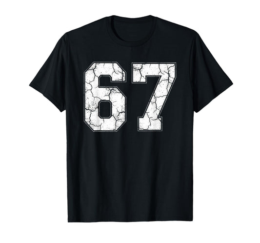 Distressed Number 67 Jersey Player Six Seven Meme T-Shirt