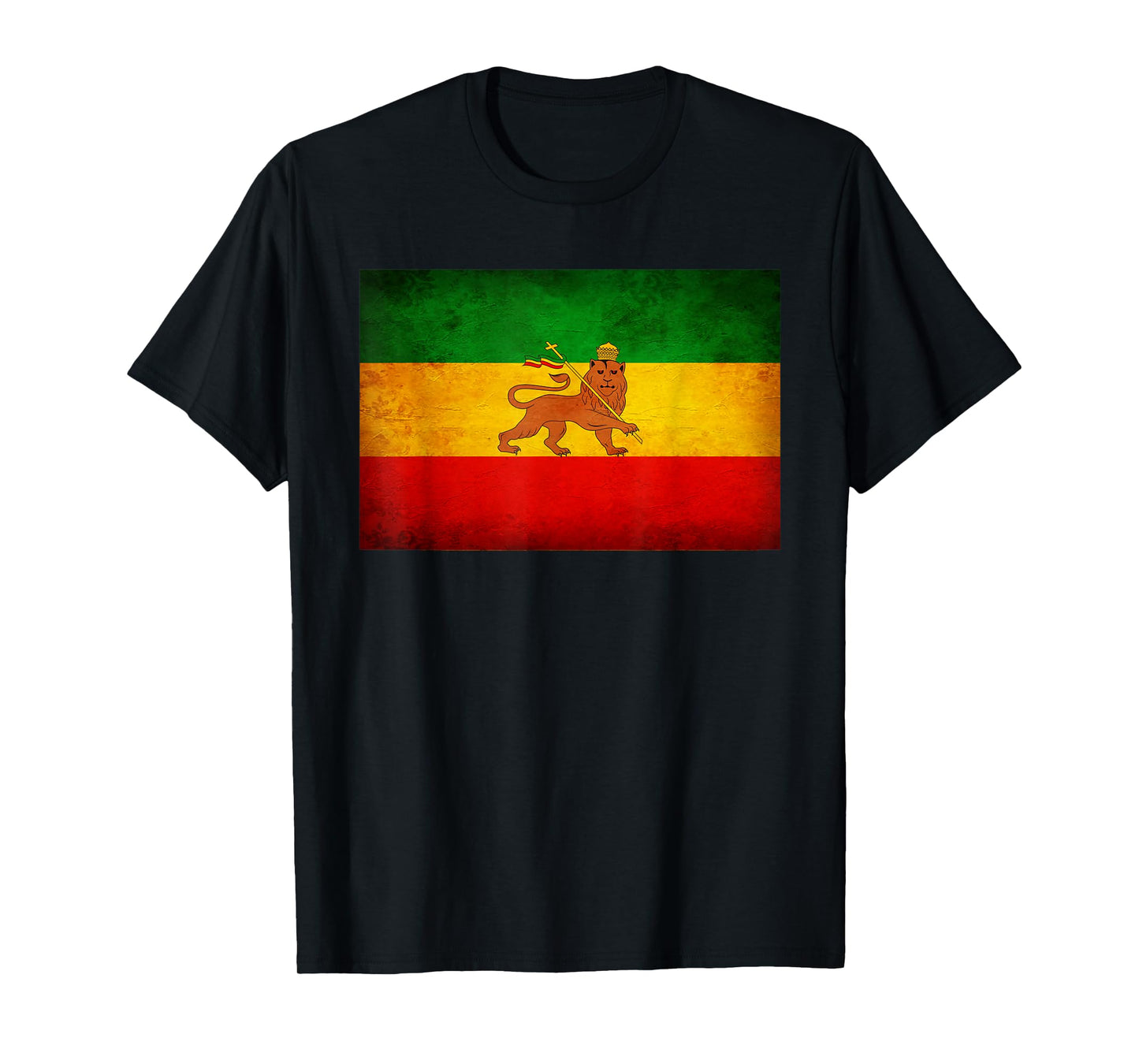 Old Ethiopia Flag shirt Lion of Judah Rasta Reggae T Shirt T-Shirt