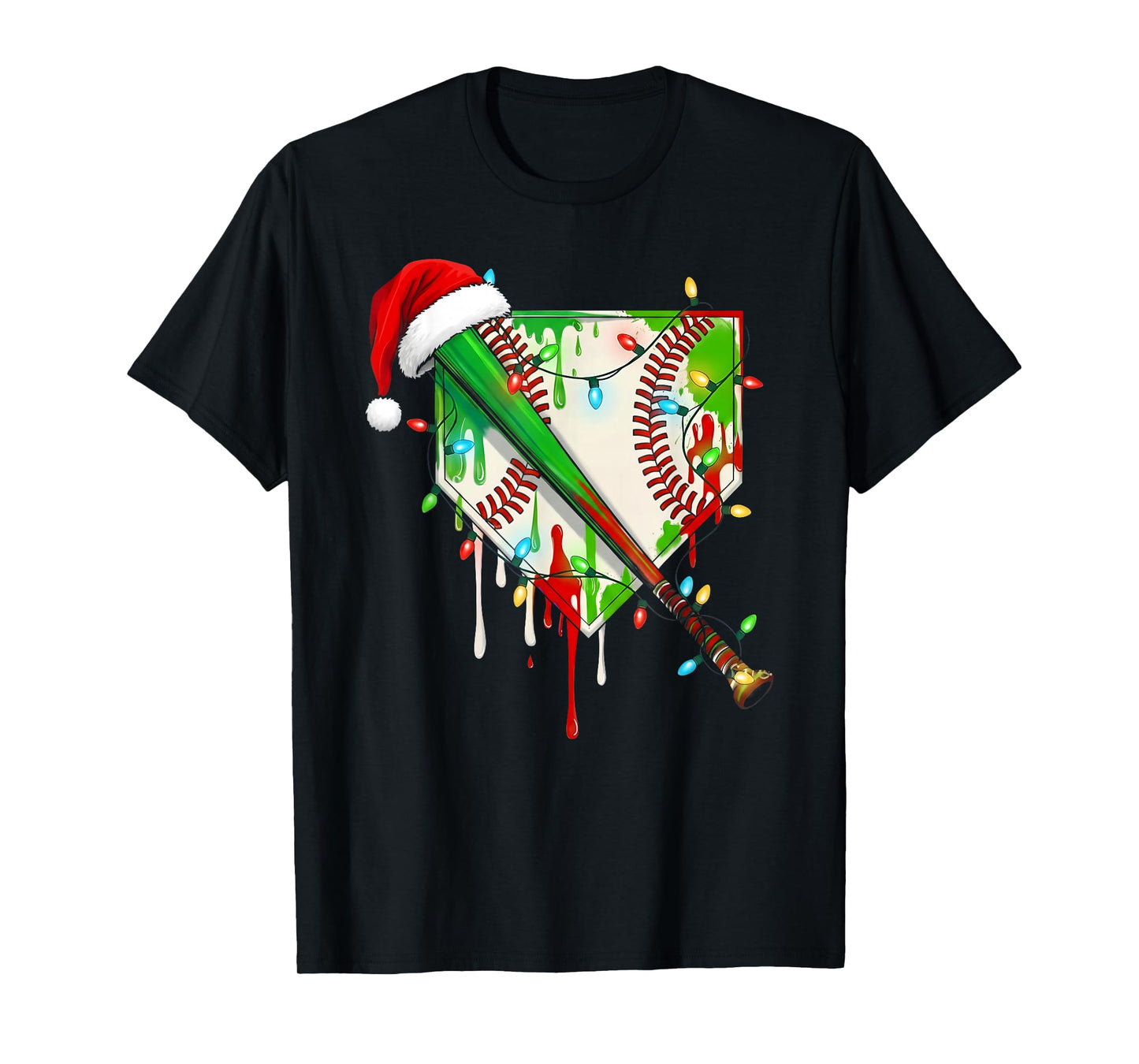 Santa Sports Ice Baseball Christmas Xmas Pajama Kid Men Boys T-Shirt