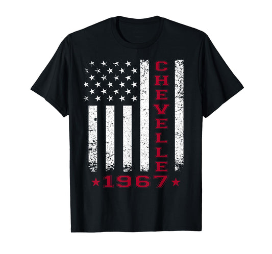 American Flag Jersey Style 67 Chevelle 1967 Muscle Car T-Shirt
