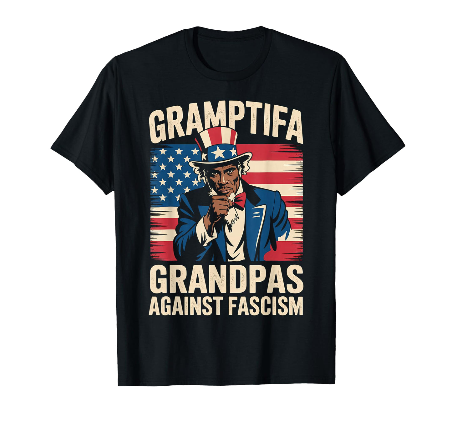 Gramptifa Black Grandpa Against Fascism Flag Resist No Kings T-Shirt