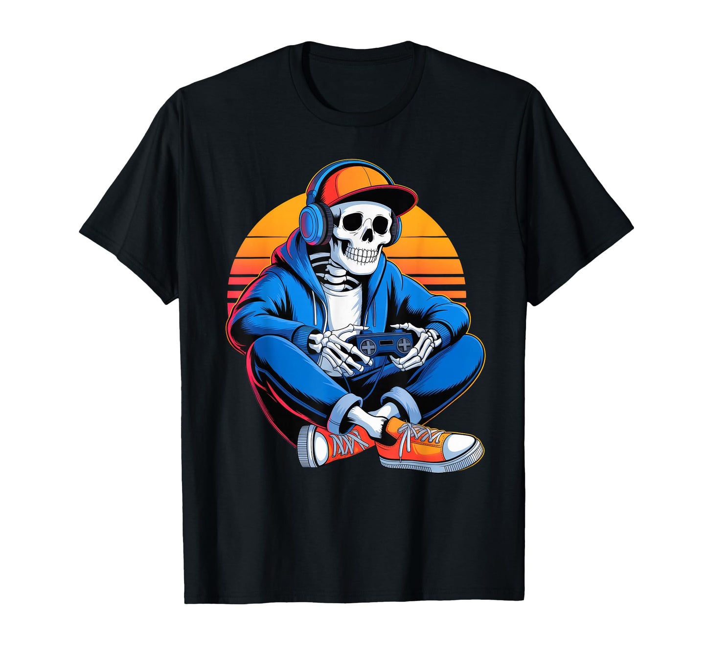 Funny Halloween Boys Men Kids Skeleton Video Gaming Gamer T-Shirt