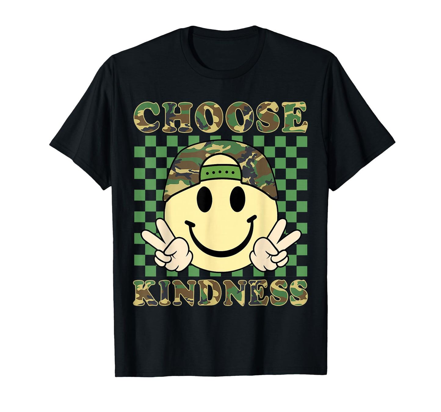 Choose Kindness Retro Camo Be Kind Inspirational Kids Boys T-Shirt