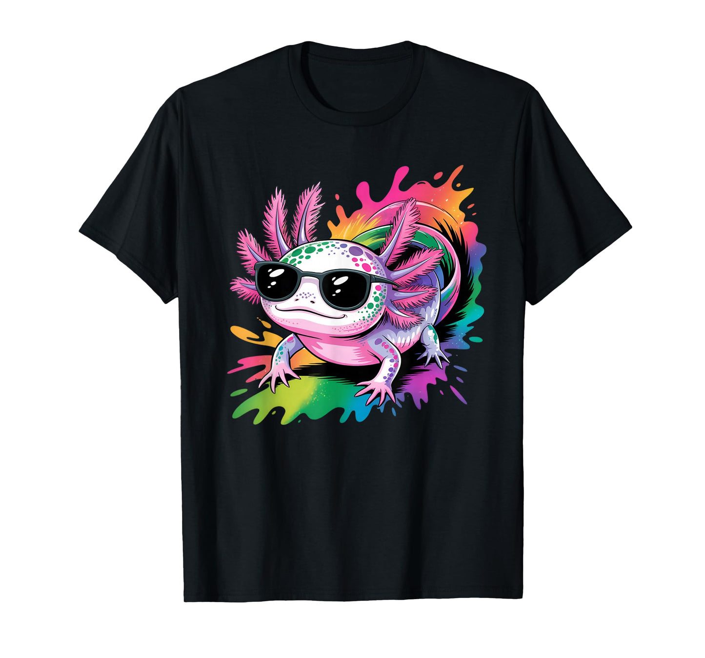 Axolotl with Sunglasses Colorful Cool Axolotl Graphic T-Shirt