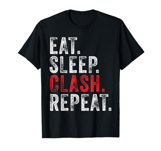 Eat Sleep Clash Repeat Gaming Clans Vintage Distressed T-Shirt