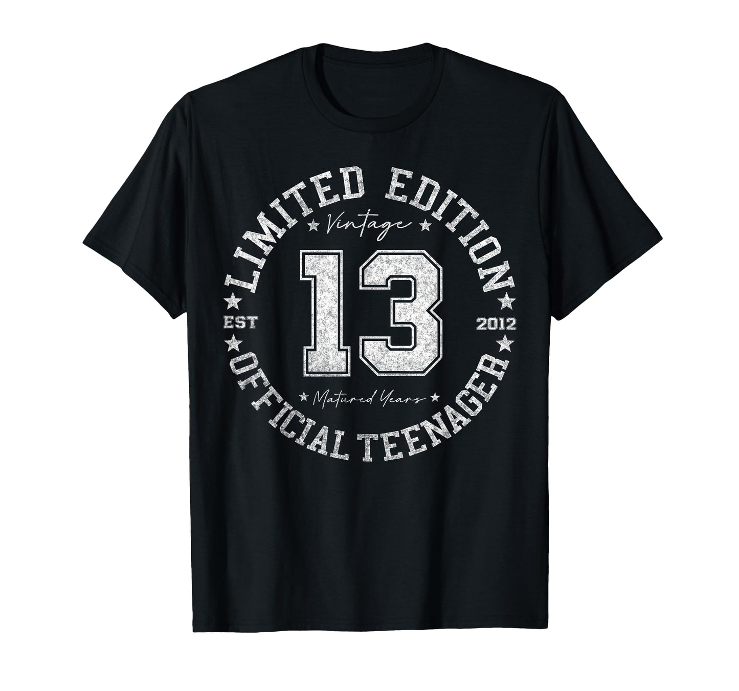Retro One Of a Kind Shirts For Men Women 2025 Official Teenager 13 Year Old Gifts Vintage 13th Birthday T-Shirt - Unisex-Kids 13-year-olds Black Short Sleeve Crew Neck T-Shirt - Small