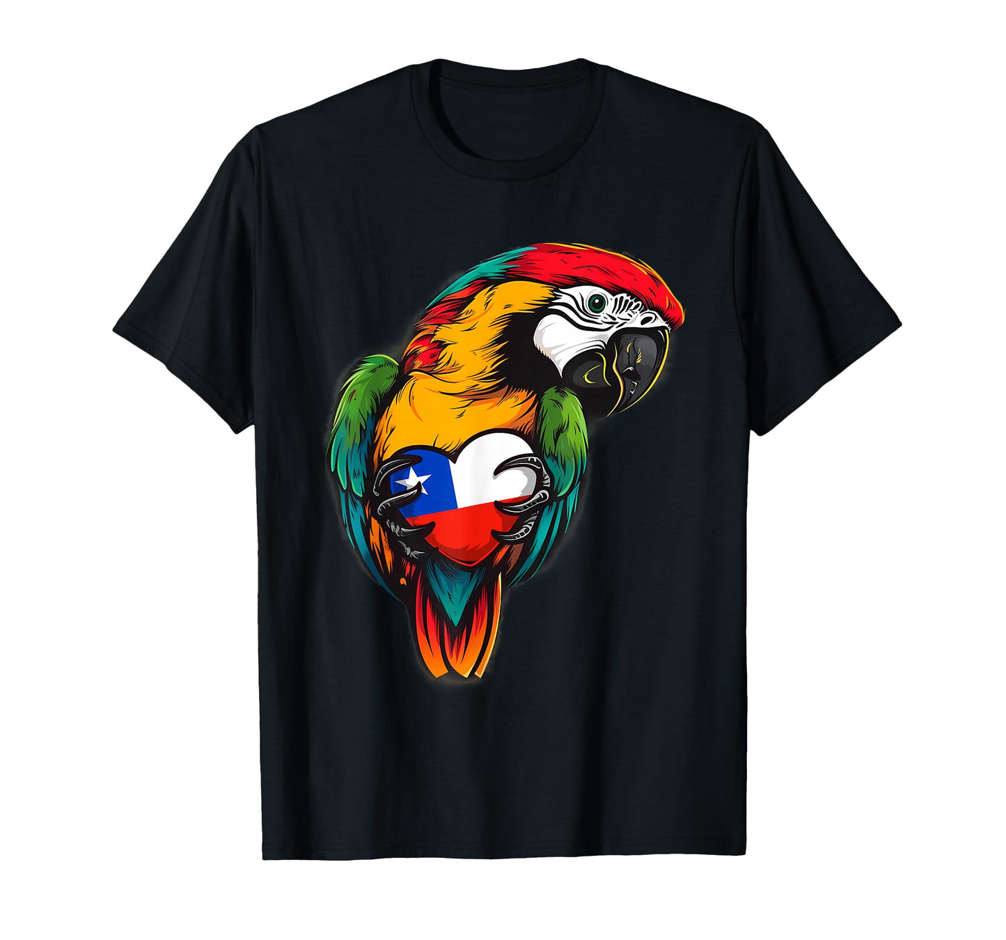 Chile Flag Heart Parrot Chilean Pride Chilean Roots T-Shirt