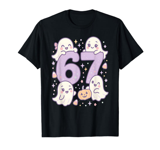 67 Halloween Girls Ghost Six Seven 6 7 Brainrot Meme Kids T-Shirt