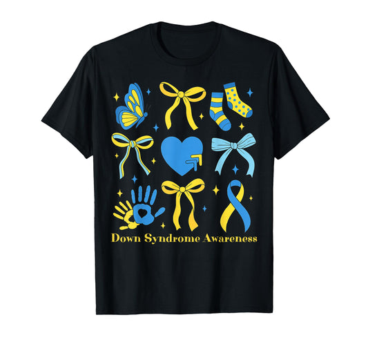 Down Syndrome Awareness Flower Blue and Yellow Coquette T-Shirt