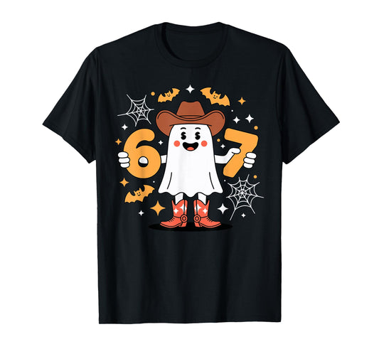 6 7 Halloween Ghost 67 Meme Gen Alpha Six Seven T-Shirt