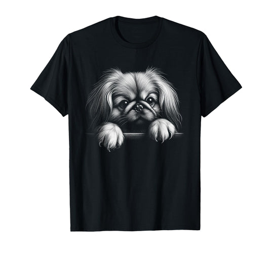 Cute Pekingese Peeking Art Design For Dog Owner Men Women Kids T-Shirt