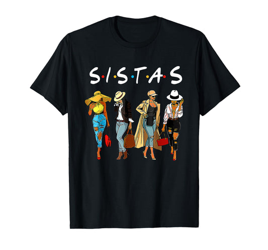 Cute Proud Black Sistas Queen Melanin African American Women T-Shirt