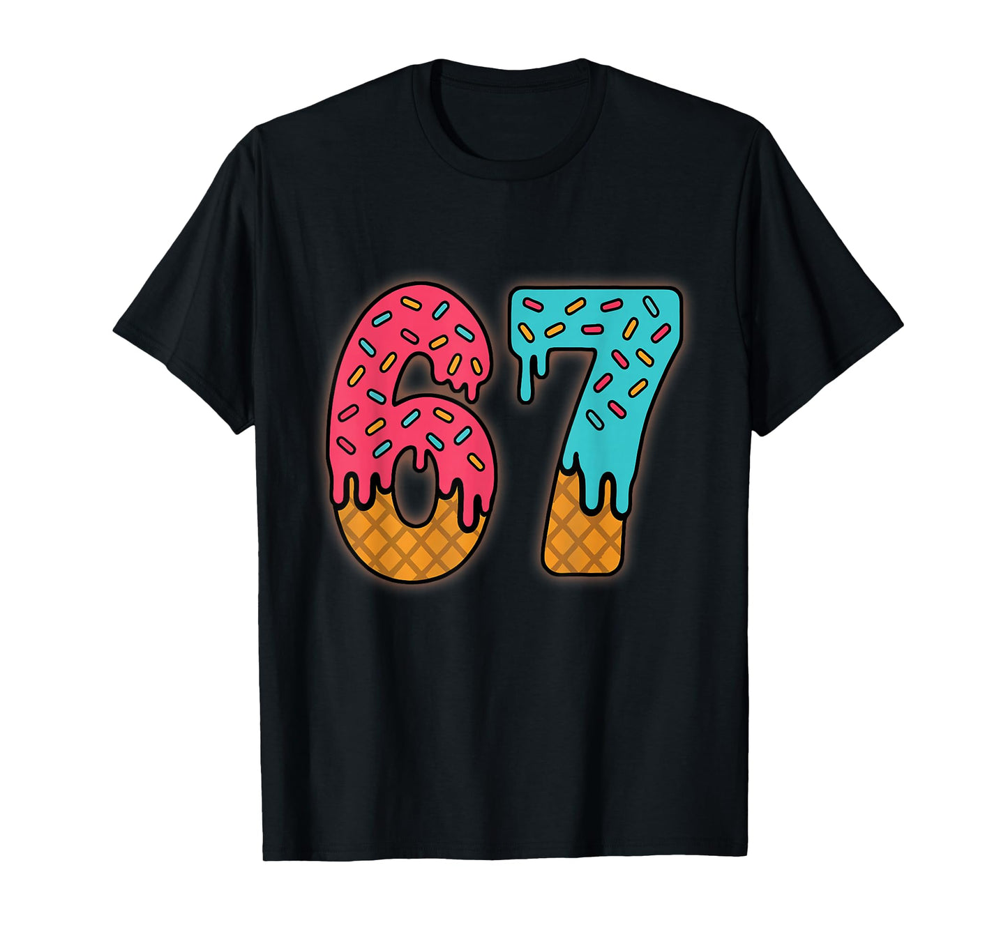 Six Seven Funny Ice Cream Drip Sports Cool Meme 67 Number T-Shirt