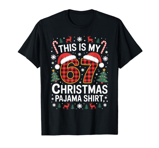 67 Christmas Pajama Shirt Funny Six Seven Meme Brainrot T-Shirt