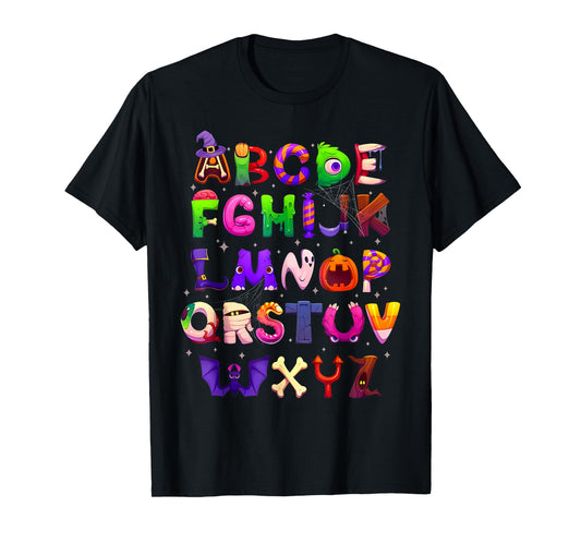 ABCs Learning Kindergarten Teacher Funny Halloween Alphabet T-Shirt