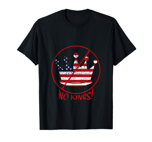 Distressed Look Pro-Democracy No Kings in America Patriotic T-Shirt