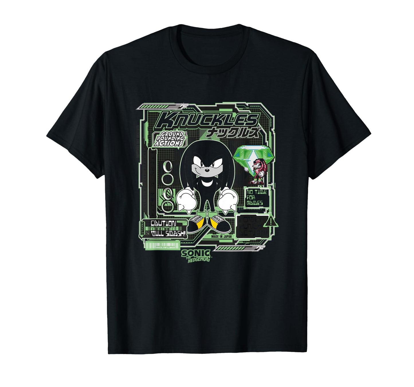 Sonic The Hedgehog Knuckles Vintage Kanji Poster T-Shirt