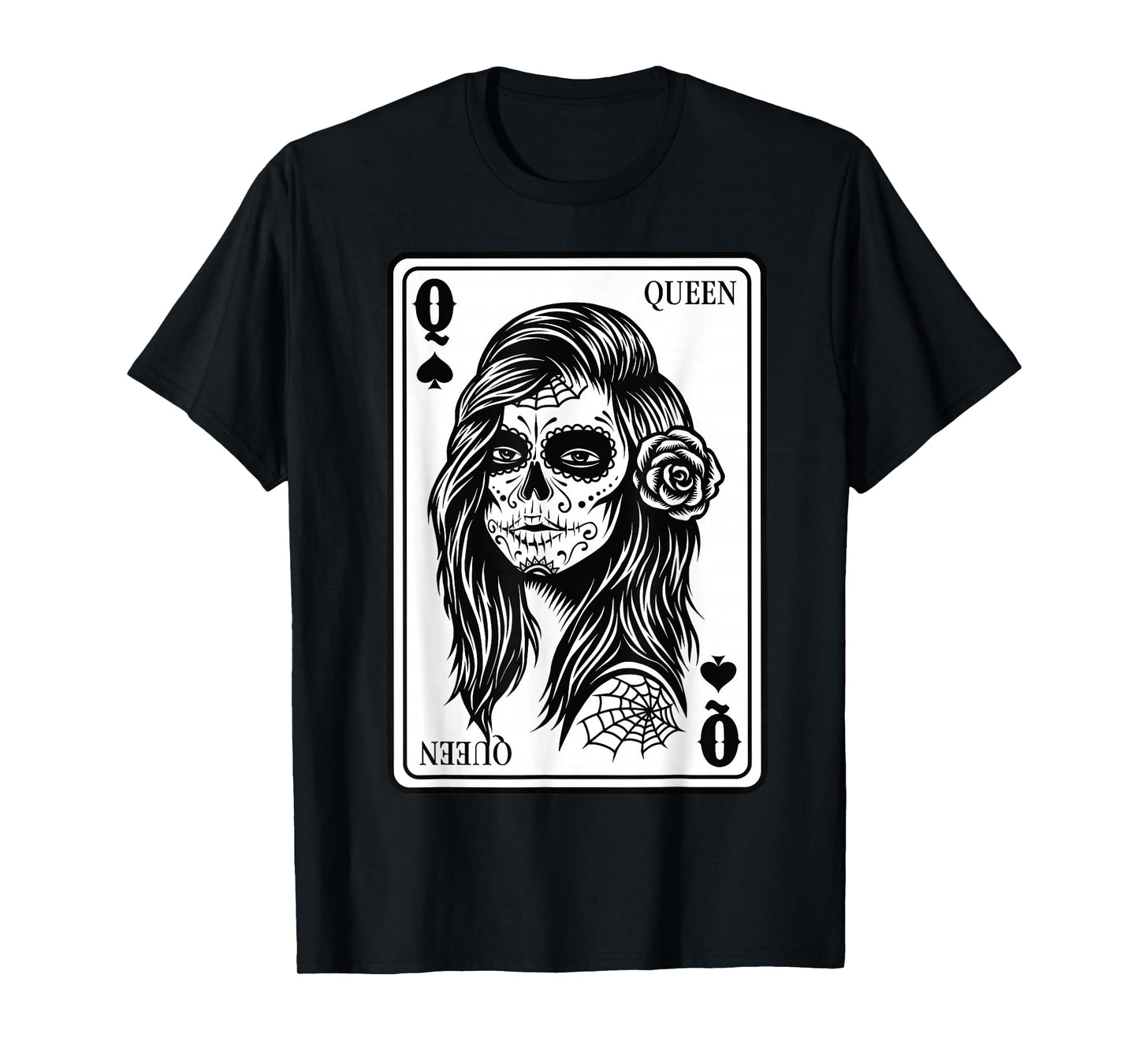 King And Queen Skull - 1/2 Card Hearts Flush Couple Matching T-Shirt