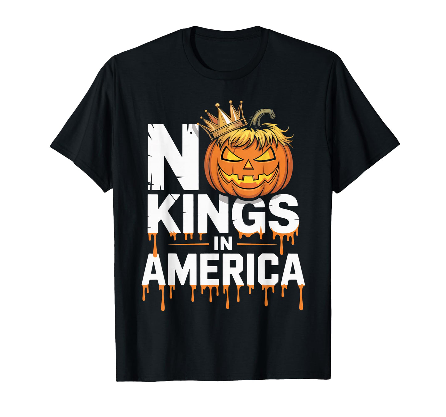 Funny No Kings Halloween 2025 Distressed USA Flag T-Shirt