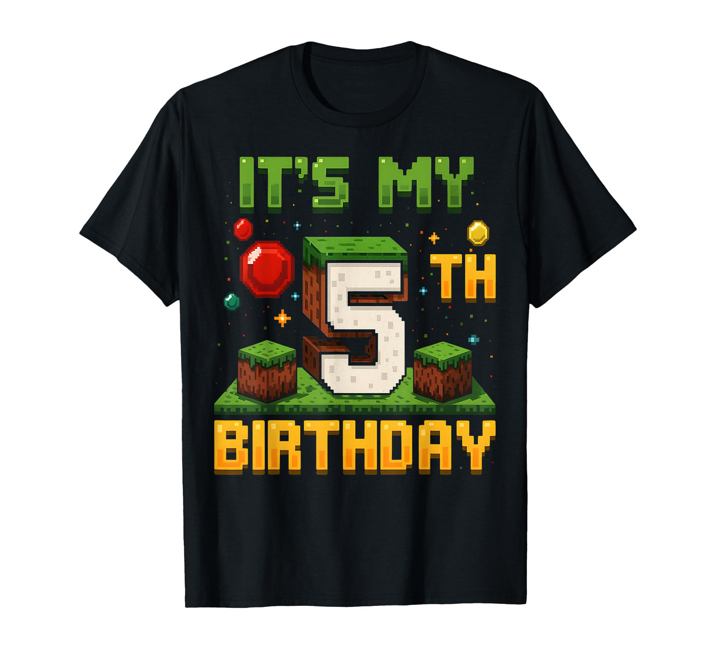 Funny Birthday Boy It's My 5th Birthday Game Pixel 5 T-Shirt