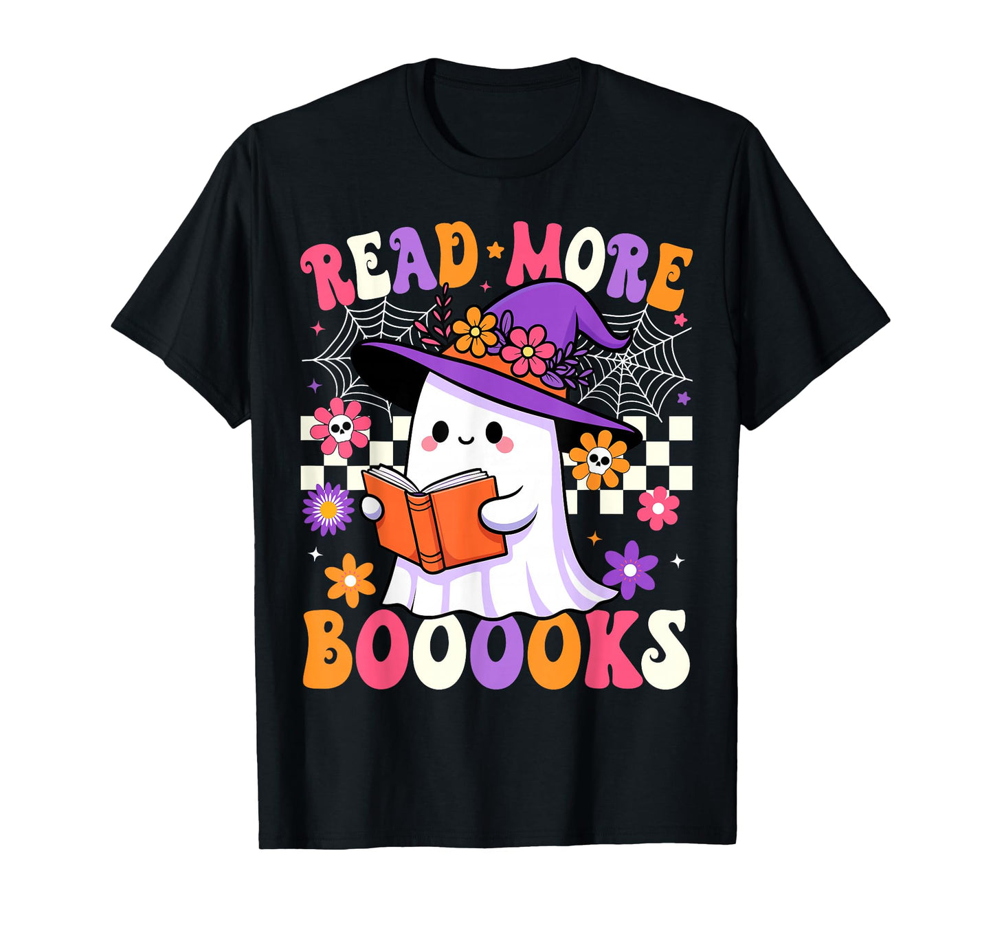 Read More Books Ghost Reading Book Funny Teacher Halloween T-Shirt