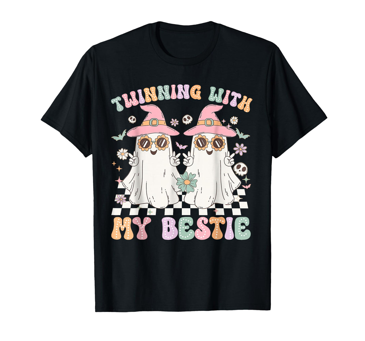 Groovy Twins Ghost Twinning With My Bestie Halloween Funny T-Shirt