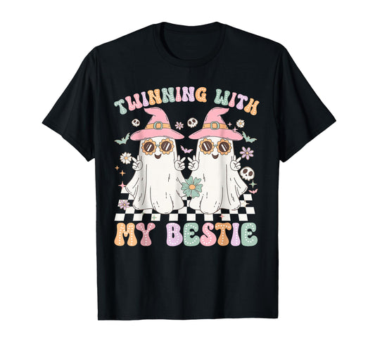 Groovy Twins Ghost Twinning With My Bestie Halloween Funny T-Shirt