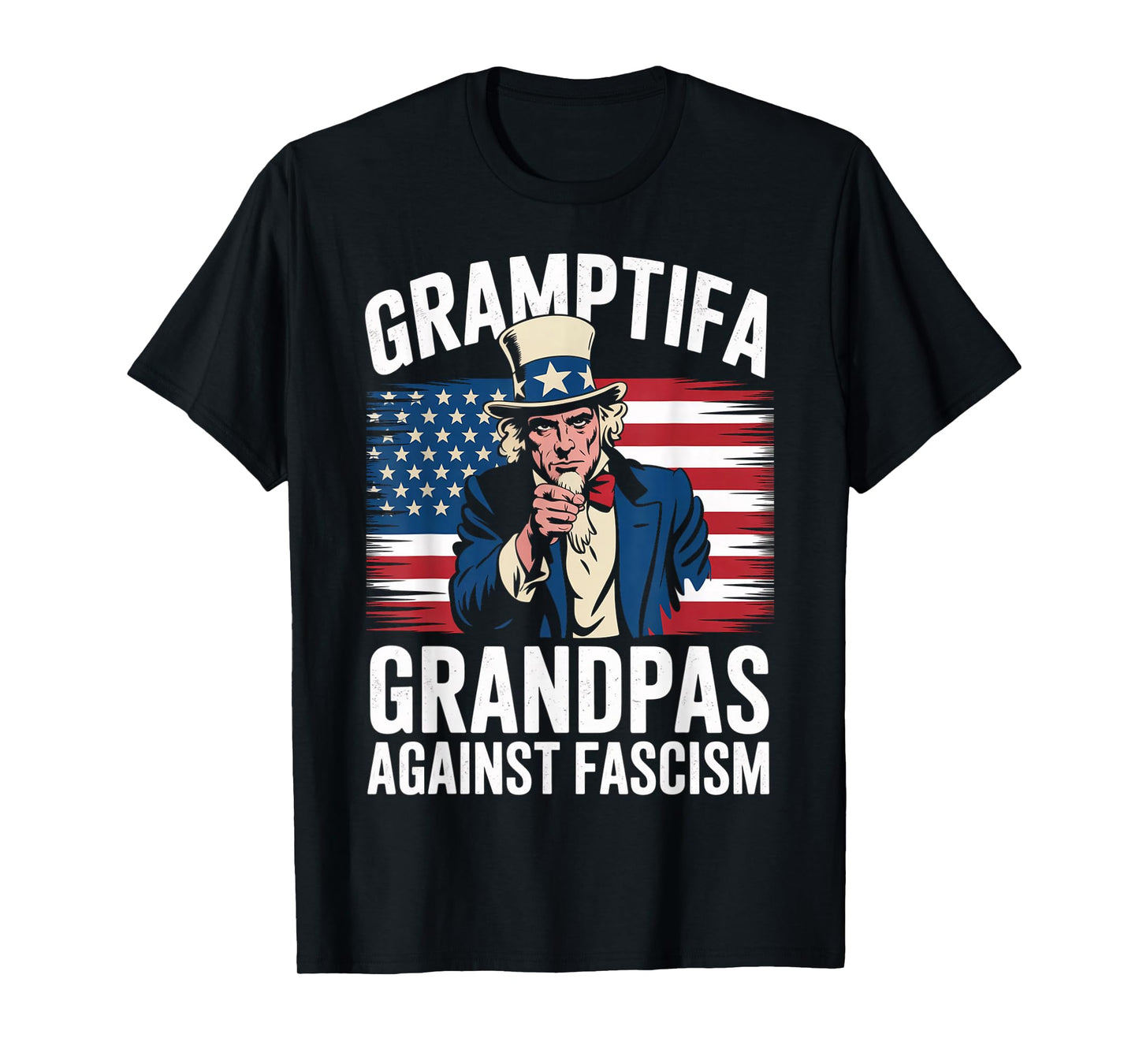 Gramptifa Grandpa Against Fascism Flag Resist No Kings Papa T-Shirt