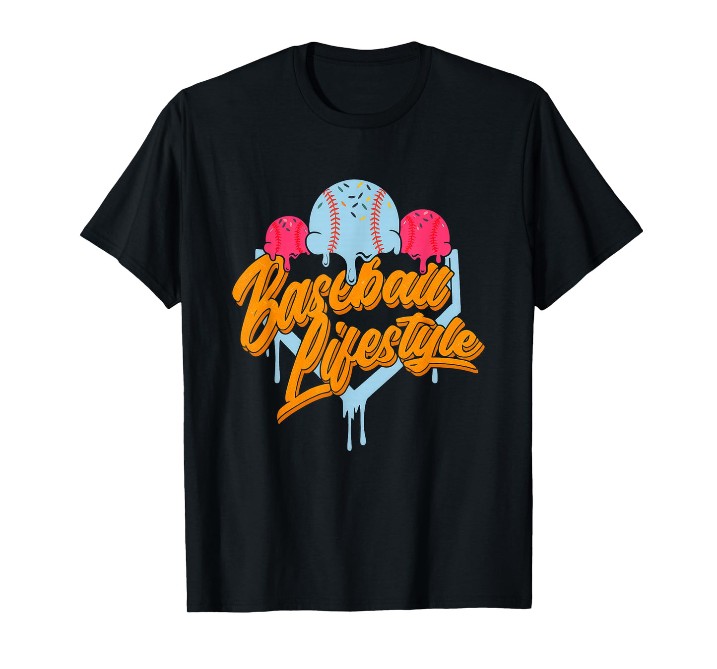 Baseball Lifestyle Home Plate Ice Cream Drip Men Boys Kids T-Shirt
