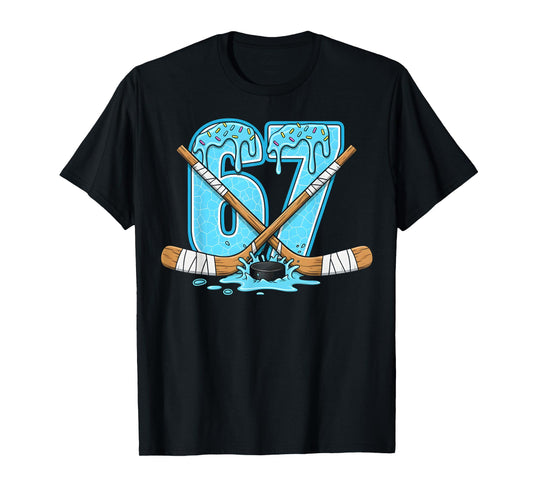 67 Ice Cream Drip Hockey Gen Alpha Slang Six Seven Meme T-Shirt