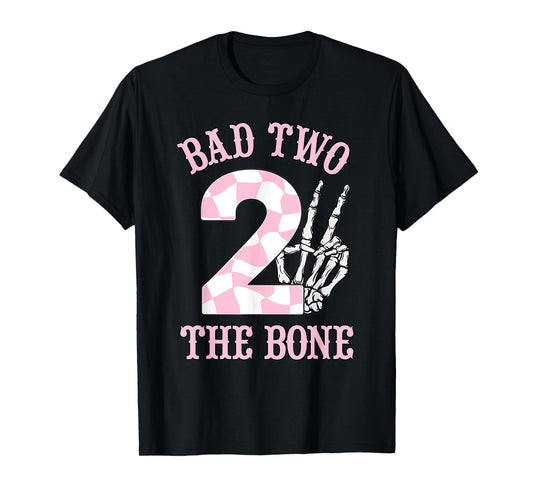 2nd Birthday Outfit Girl Bad Two The Bone Party Decorations T-Shirt