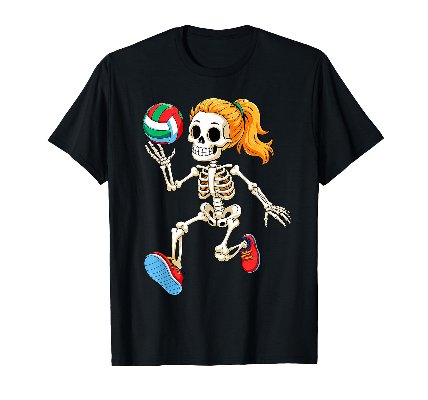 Skeleton Playing Volleyball Halloween Costume Funny Boy Girl T-Shirt