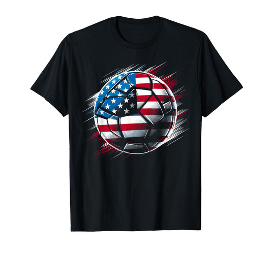 American Flag on Soccer Ball T-Shirt